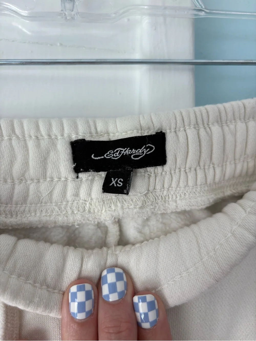 Ed Hardy Y2K Brave Eagle Cropped Wide Leg Ivory Cream Tracksuit Goth Grunge Set